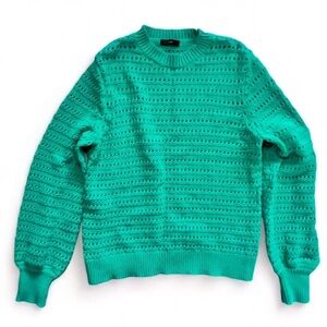 FINAL SALE!! J. Crew Patina Green Balloon Sleeve Pointelle Sweater Women L